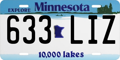 MN license plate 633LIZ
