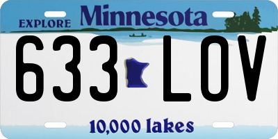 MN license plate 633LOV