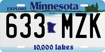 MN license plate 633MZK
