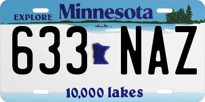 MN license plate 633NAZ