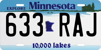 MN license plate 633RAJ
