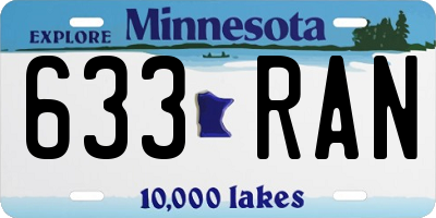 MN license plate 633RAN