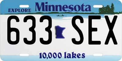 MN license plate 633SEX