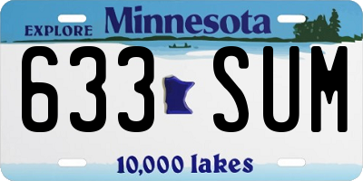 MN license plate 633SUM