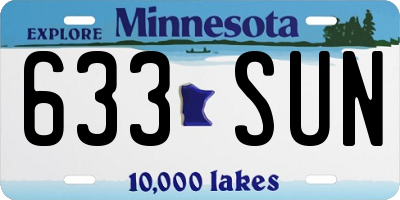MN license plate 633SUN