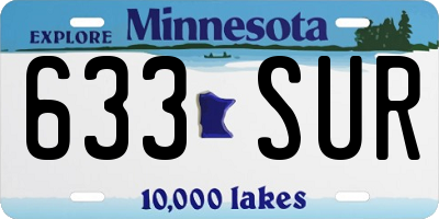 MN license plate 633SUR