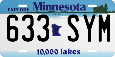 MN license plate 633SYM
