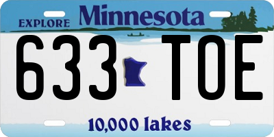 MN license plate 633TOE