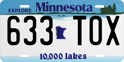 MN license plate 633TOX