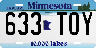MN license plate 633TOY