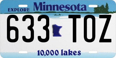 MN license plate 633TOZ