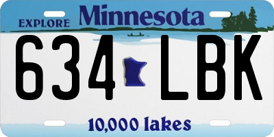 MN license plate 634LBK