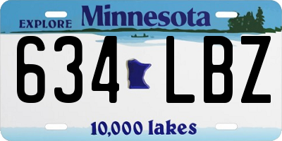 MN license plate 634LBZ