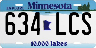MN license plate 634LCS
