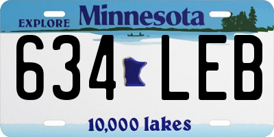 MN license plate 634LEB