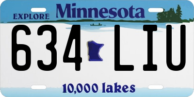 MN license plate 634LIU