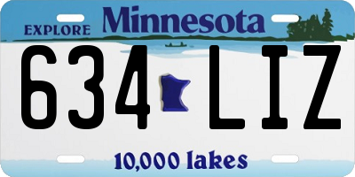 MN license plate 634LIZ