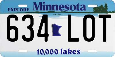 MN license plate 634LOT