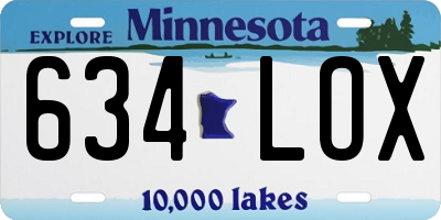 MN license plate 634LOX