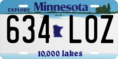 MN license plate 634LOZ