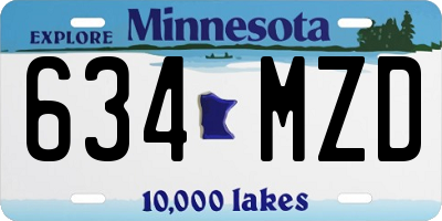 MN license plate 634MZD