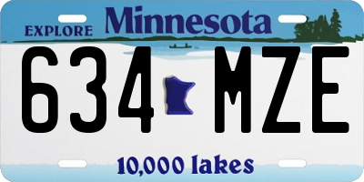 MN license plate 634MZE