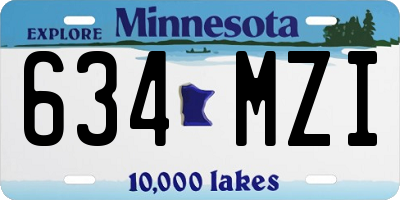 MN license plate 634MZI