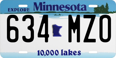 MN license plate 634MZO