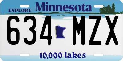 MN license plate 634MZX
