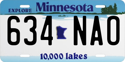 MN license plate 634NAO