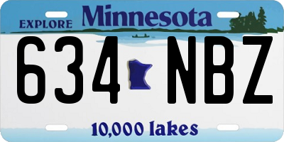 MN license plate 634NBZ