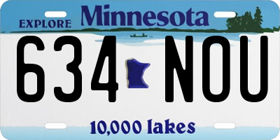 MN license plate 634NOU