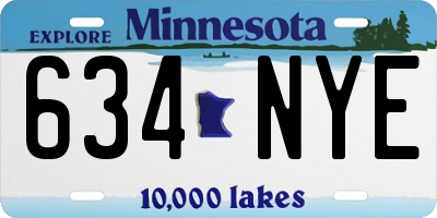 MN license plate 634NYE