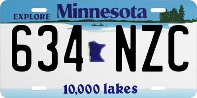 MN license plate 634NZC