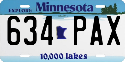 MN license plate 634PAX