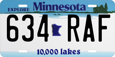 MN license plate 634RAF