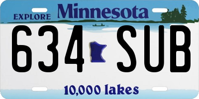 MN license plate 634SUB