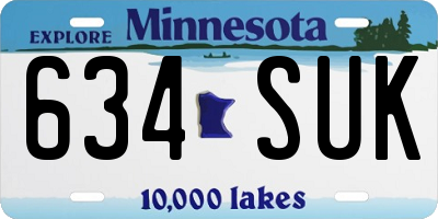 MN license plate 634SUK