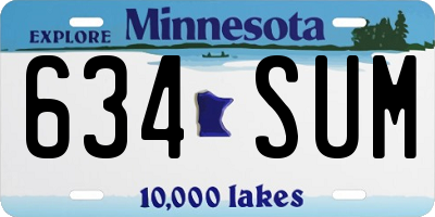 MN license plate 634SUM