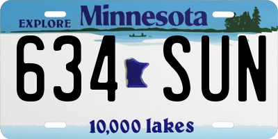 MN license plate 634SUN