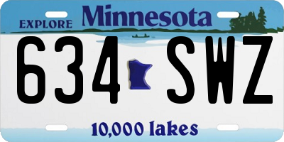 MN license plate 634SWZ
