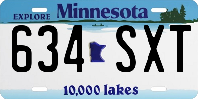 MN license plate 634SXT