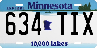 MN license plate 634TIX