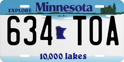 MN license plate 634TOA