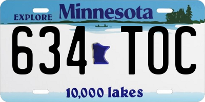 MN license plate 634TOC