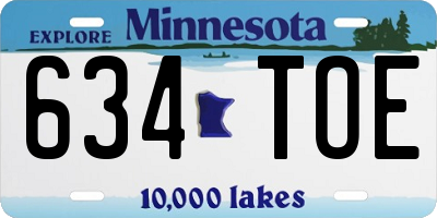 MN license plate 634TOE