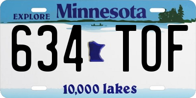 MN license plate 634TOF
