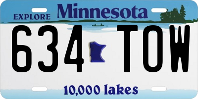 MN license plate 634TOW