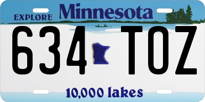 MN license plate 634TOZ