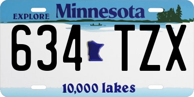 MN license plate 634TZX